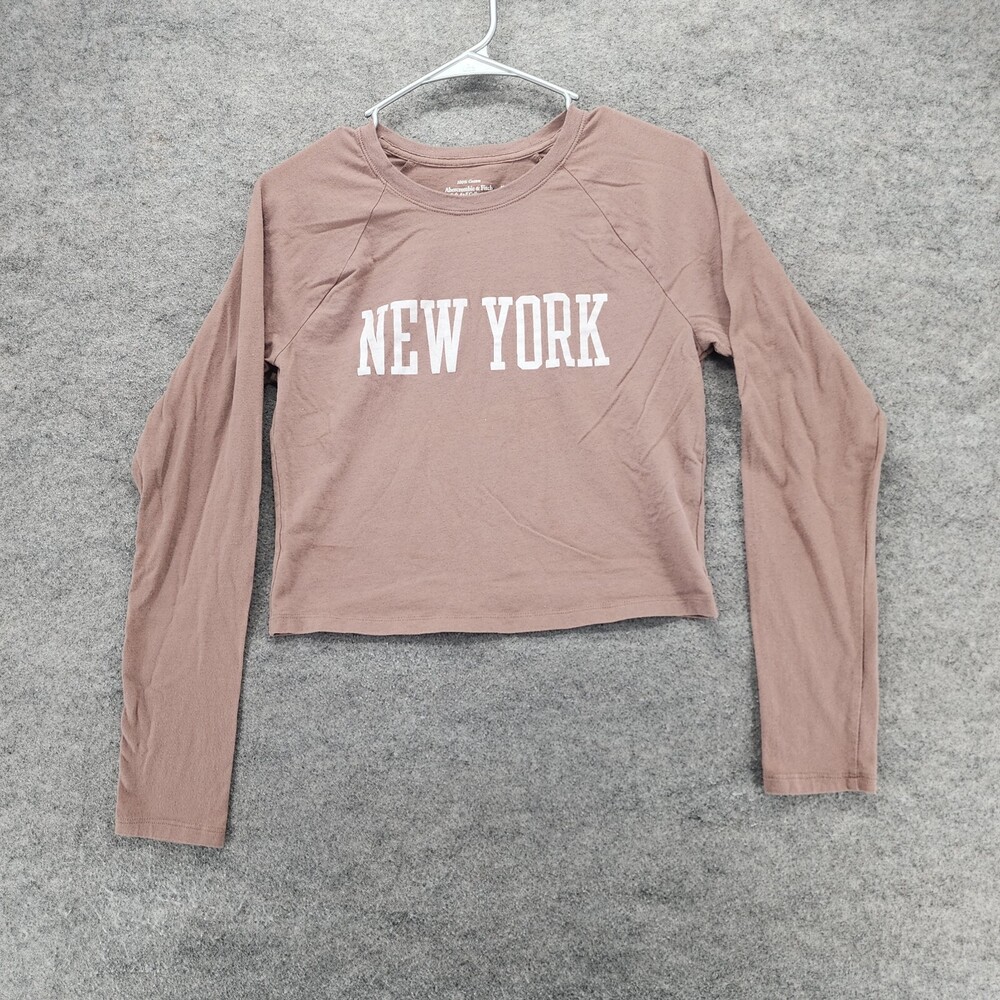 Abercrombie Fitch Shirt Womens Medium Soft AF Collection Cropped Brown